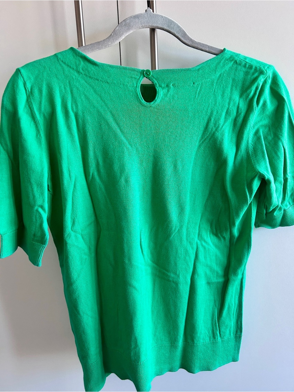 Talbots Bright Green Short-Sleeve Cotton Crewneck Top - Picture 3 of 7